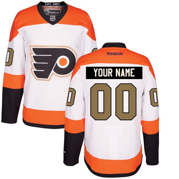 Men Philadelphia Flyers Reebok White 3rd Premier Custom NHL Jersey->->Custom Jersey